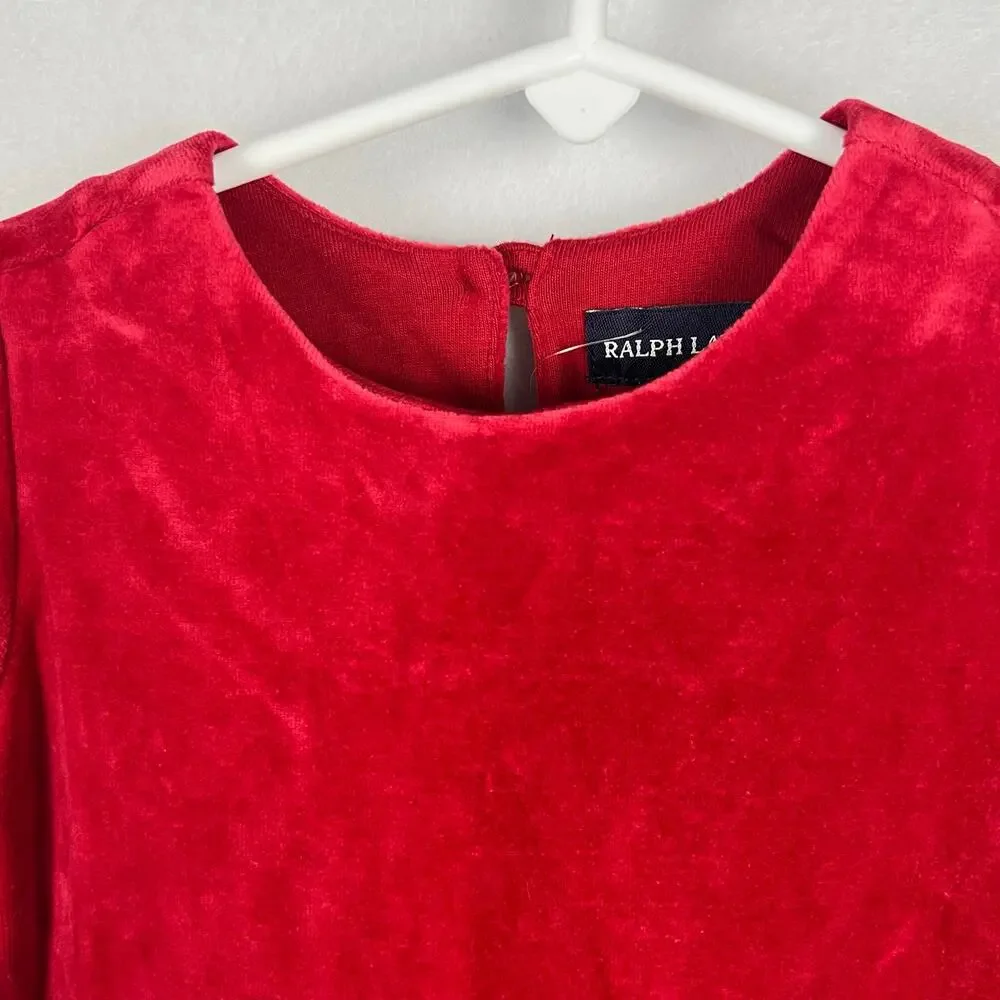 Ralph Lauren Vintage Girls Red Velvet Tiered Dress 2T NWT Holiday Christmas